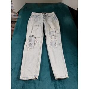 Aeropostale Jeans Size 000 Womens Blue Pants Stretch Mid Rise 90s Baggy Mom